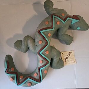 Frontier Studios Terracotta Clay Gecko Lizard Outdoor Aztec Vintage 1997 12” Art